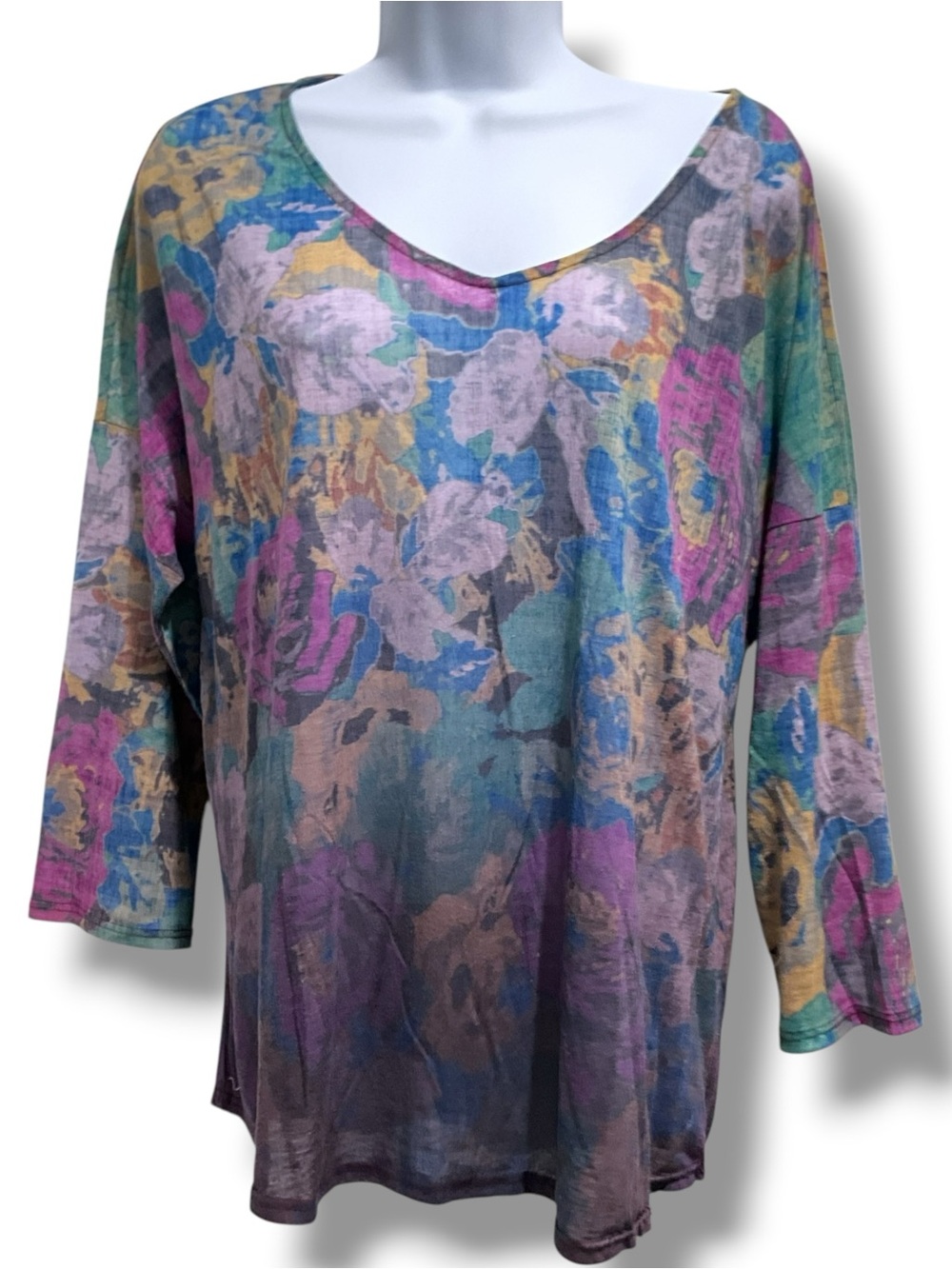 PrAna Tie Dye Tee V Neck Pullover Top Women’s XL Multi-Color